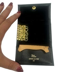 Vintage Prince Gardner Key Guard Wallet in Genuine Calfskin Leather Black